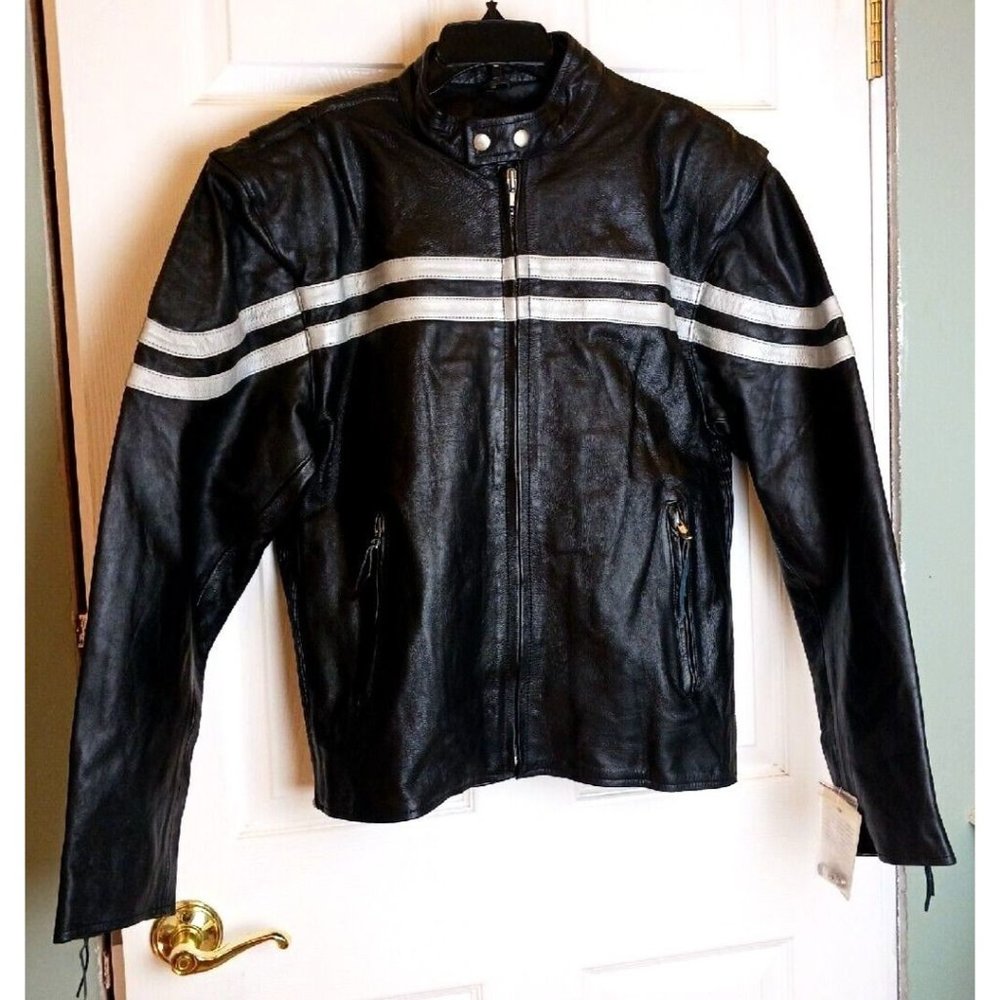 Men's Sz 48 Leather Concealed Carry Motorcycle Racing Jacket ZipOut Liner NWT